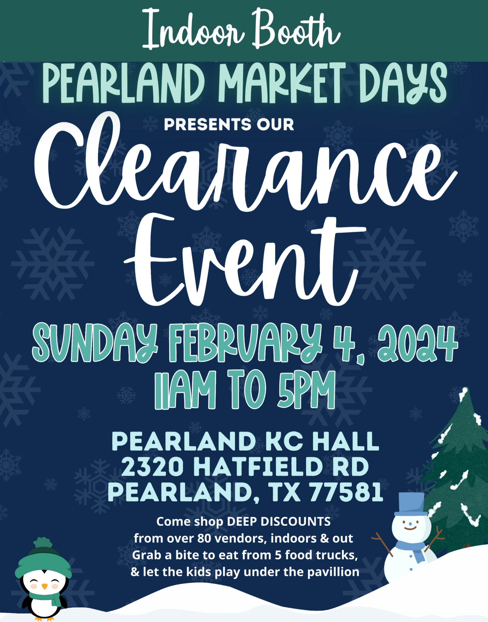 PEARLAND Sunday February 4, 2024 - INDOOR BOOTH