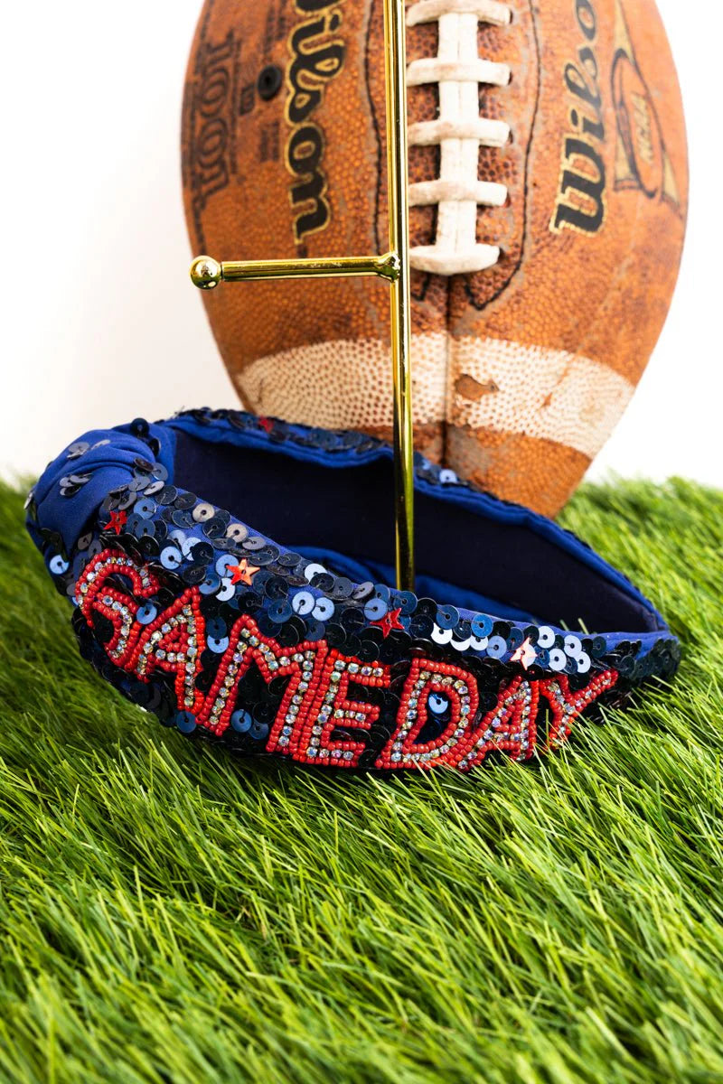 Navy & Red Game Day Sequin Headband