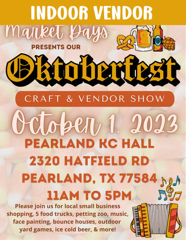 PEARLAND Sunday October 1, 2023 - INDOOR BOOTH