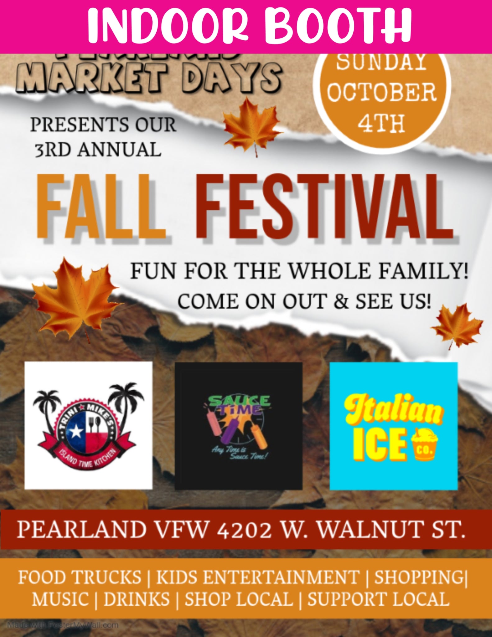 Pearland Sunday October 4, 2020 - INDOOR BOOTH