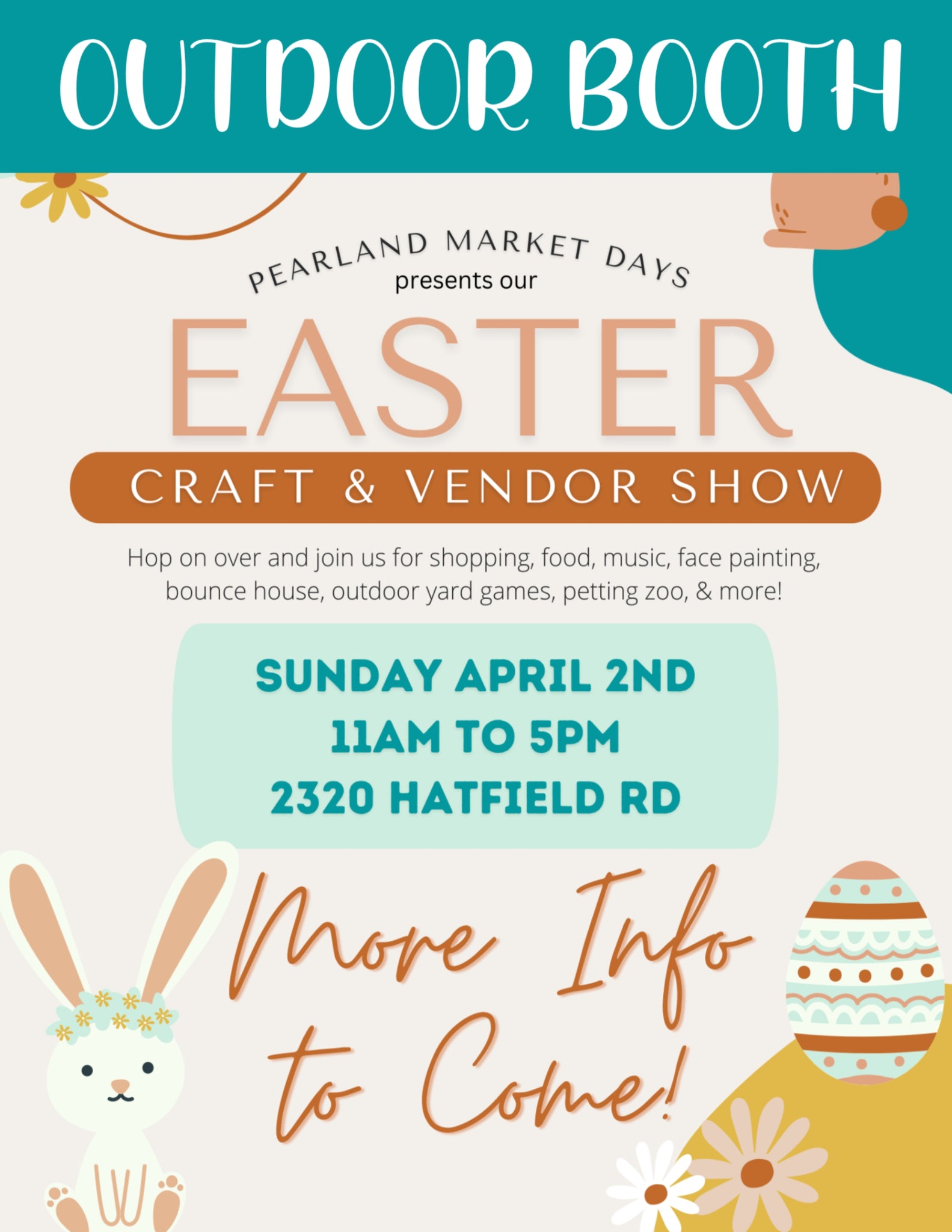 PEARLAND Sunday April 2, 2023 - OUTDOOR BOOTH