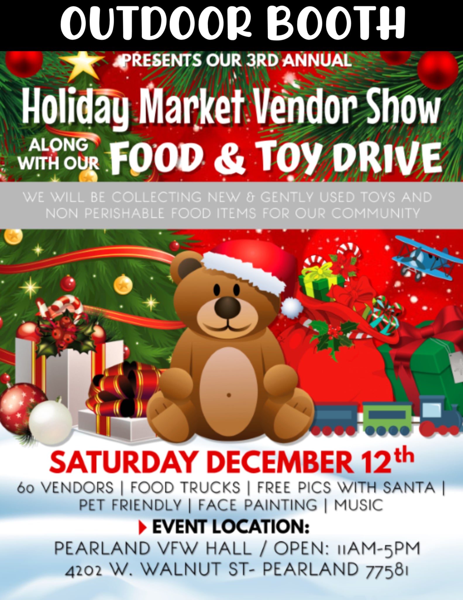 PEARLAND Saturday December 12th, 2020 - OUTDOOR BOOTH