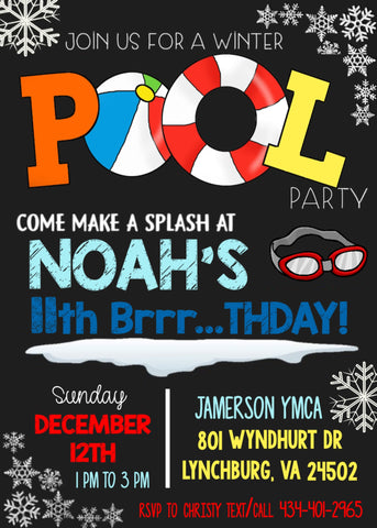 Winter Pool Party Invite